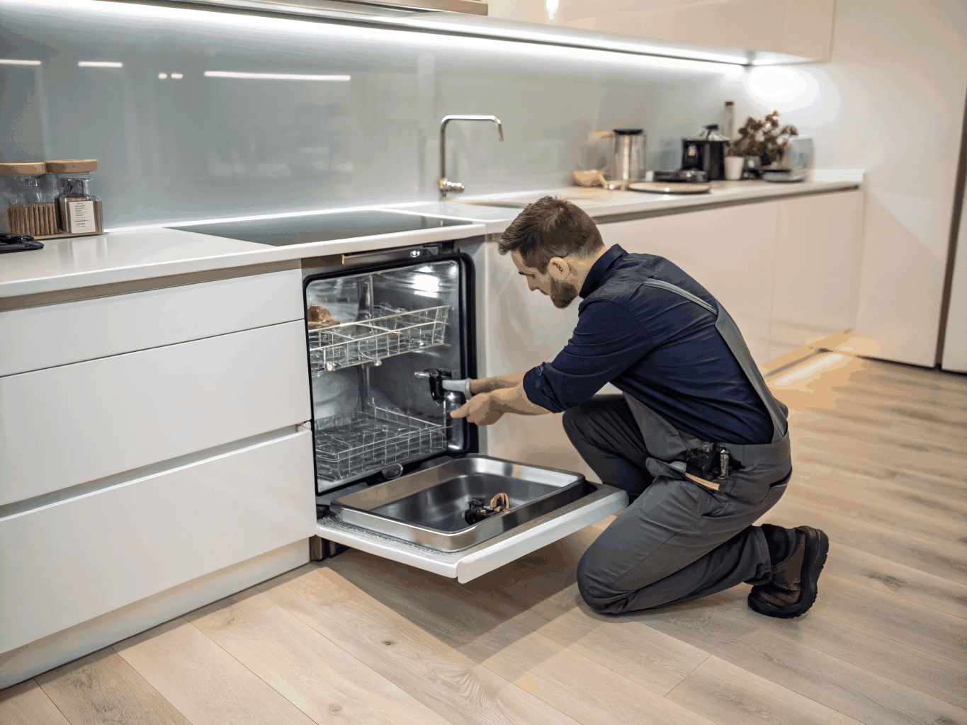 Built-in kitchen dishwasher troubleshooting and repair