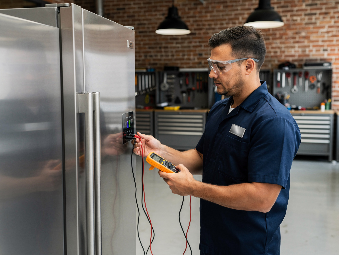 Precision diagnostic multimeter troubleshooting of appliance electronic board and electrical components in Mableton GA