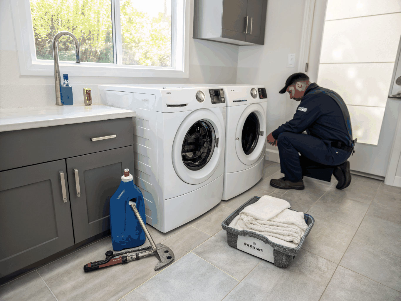 Bosch compact front load washer and heat pump dryer set