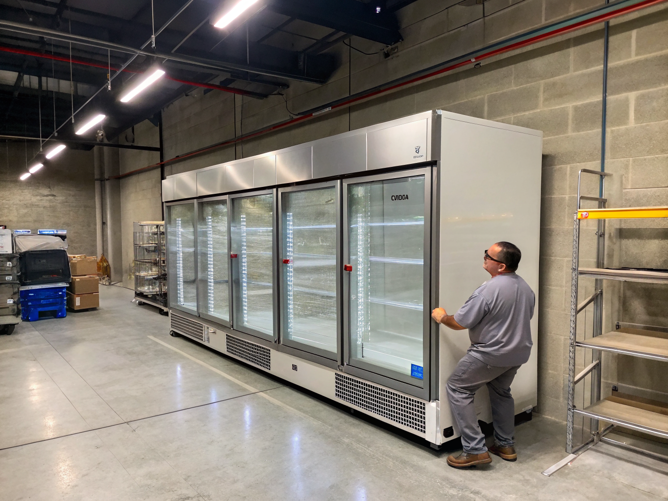 Commercial stainless steel walk-in freezer unit in a food service facility in Mableton GA