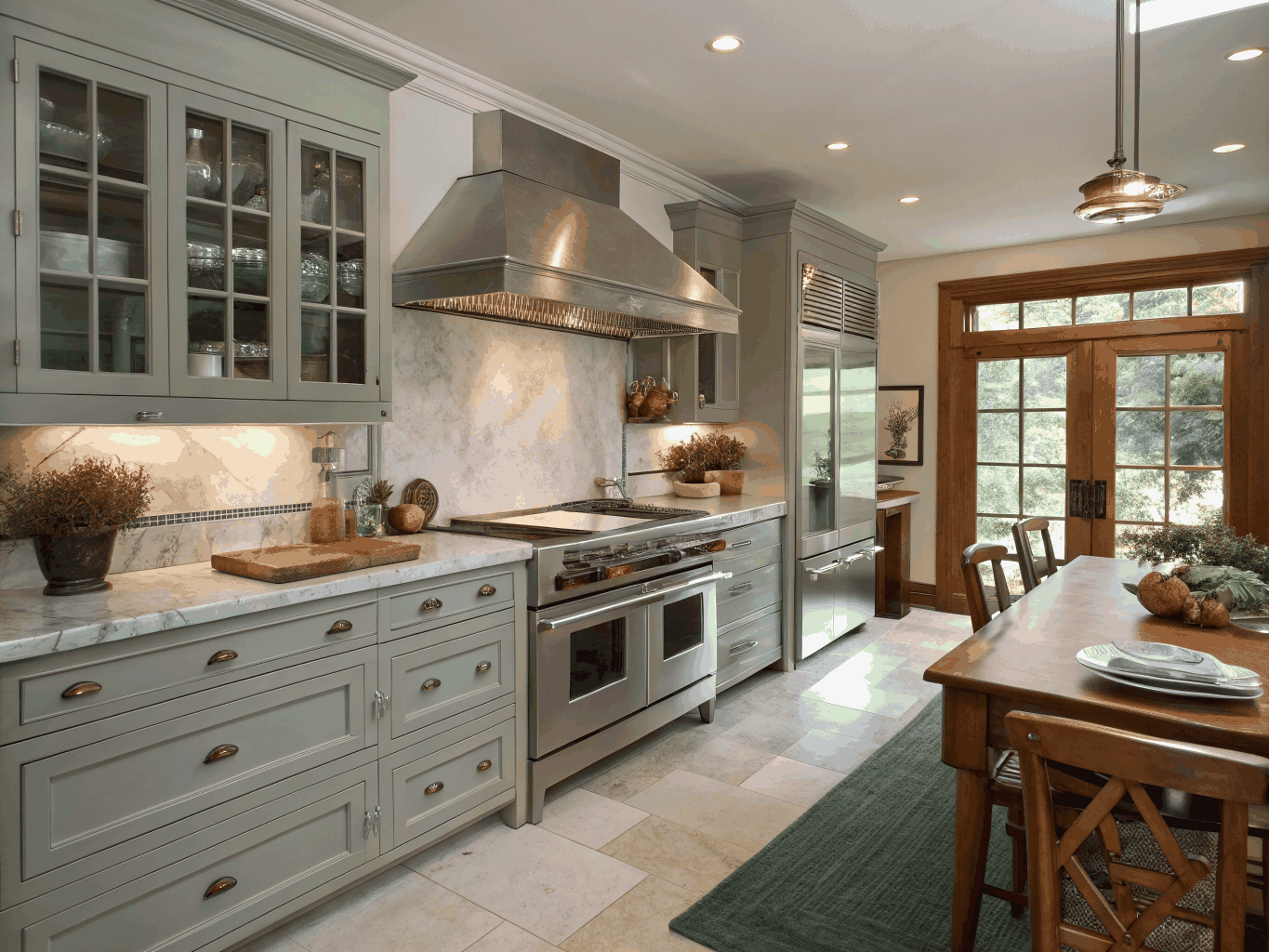 KitchenAid dual fuel range and stainless steel built-in refrigerator in luxury Mableton home