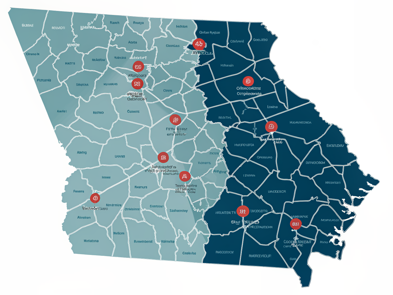 Service area map covering Mableton GA and adjacent communities