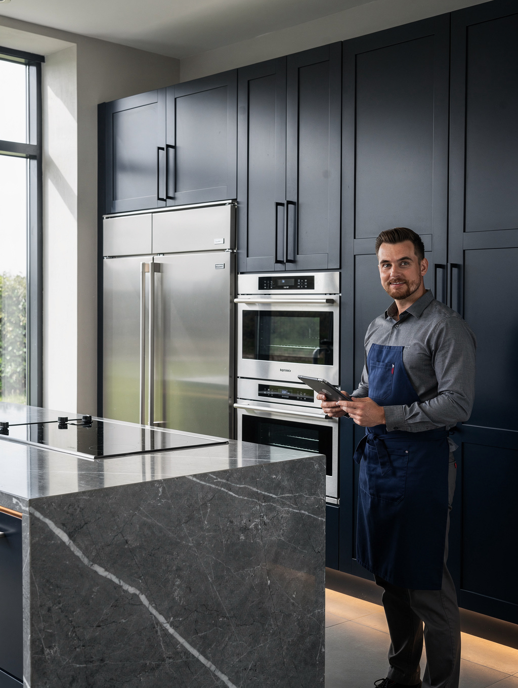 Whirlpool electric range and convection oven in modern kitchen